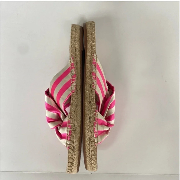 New J Crew Twisted-Knot Espadrille Sandals Pink Stripe Size 7.5 $98 AN875 flats - Picture 13 of 13